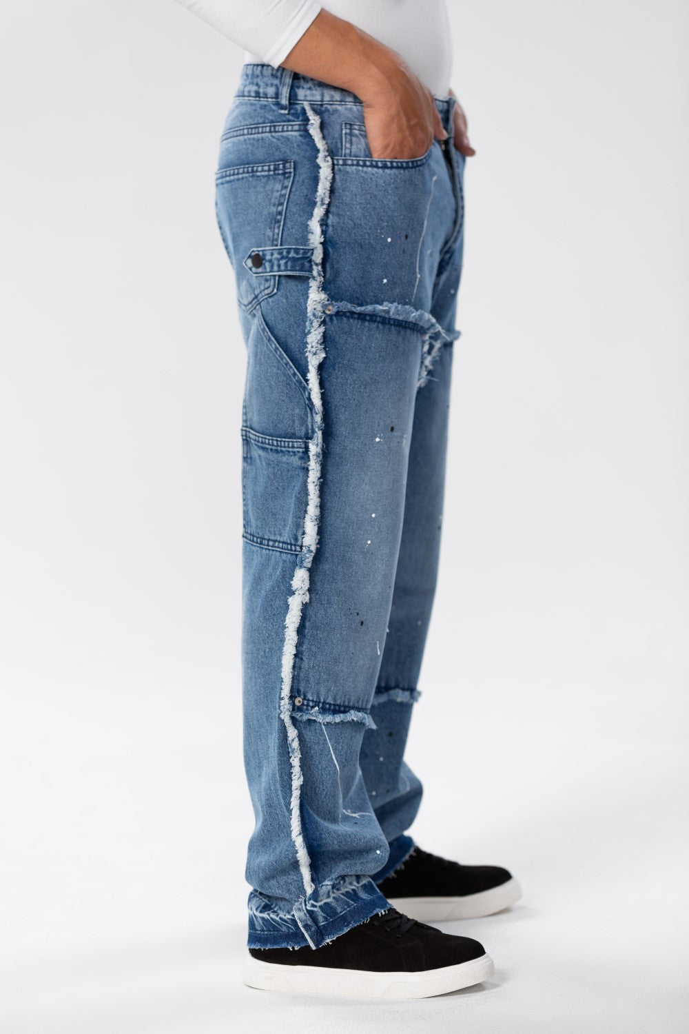 Men's Cargo Jeans Pants With A Modern Print And Cut