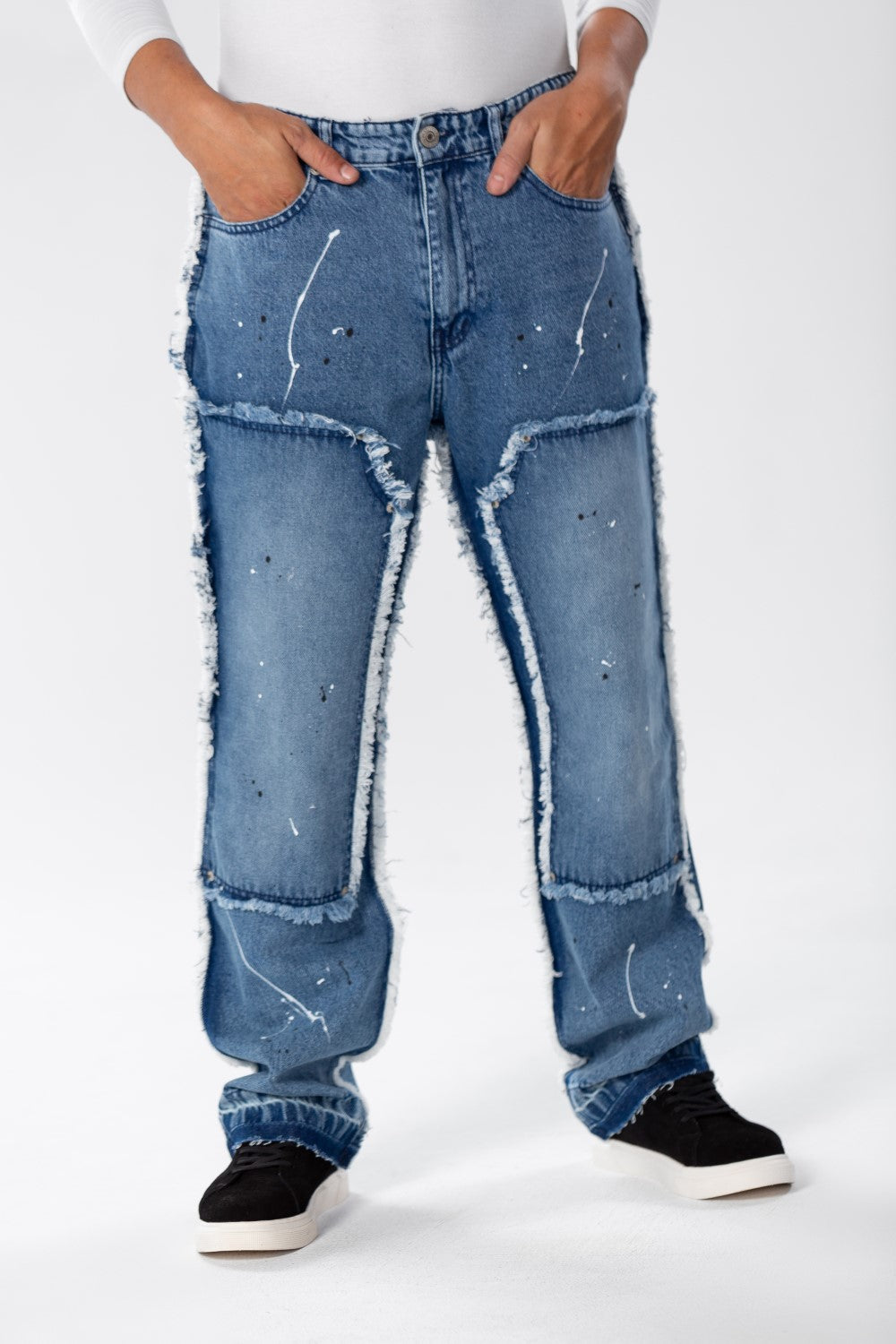 Men's Cargo Jeans Pants With A Modern Print And Cut