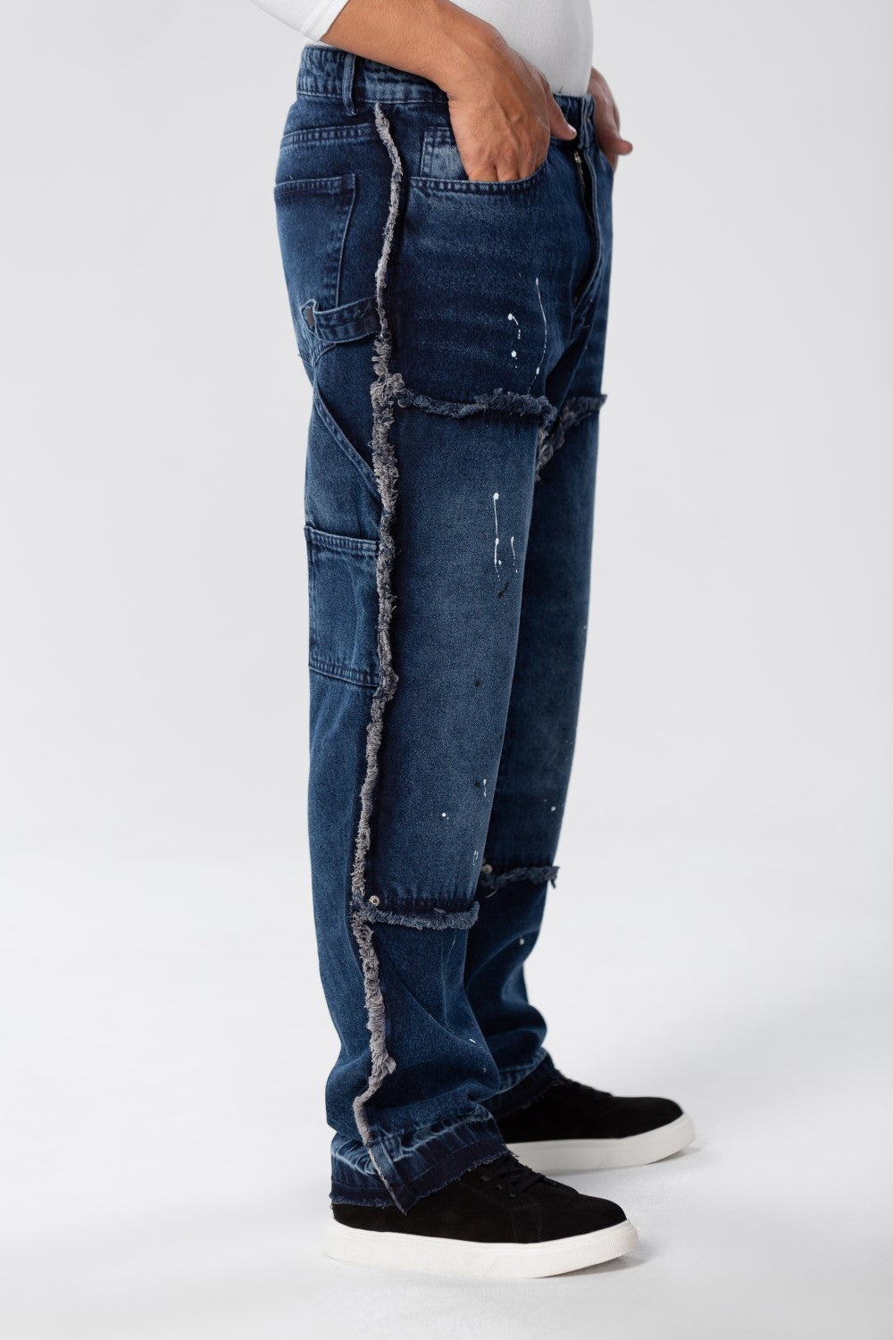 Men's Cargo Jeans Pants With A Modern Print And Cut