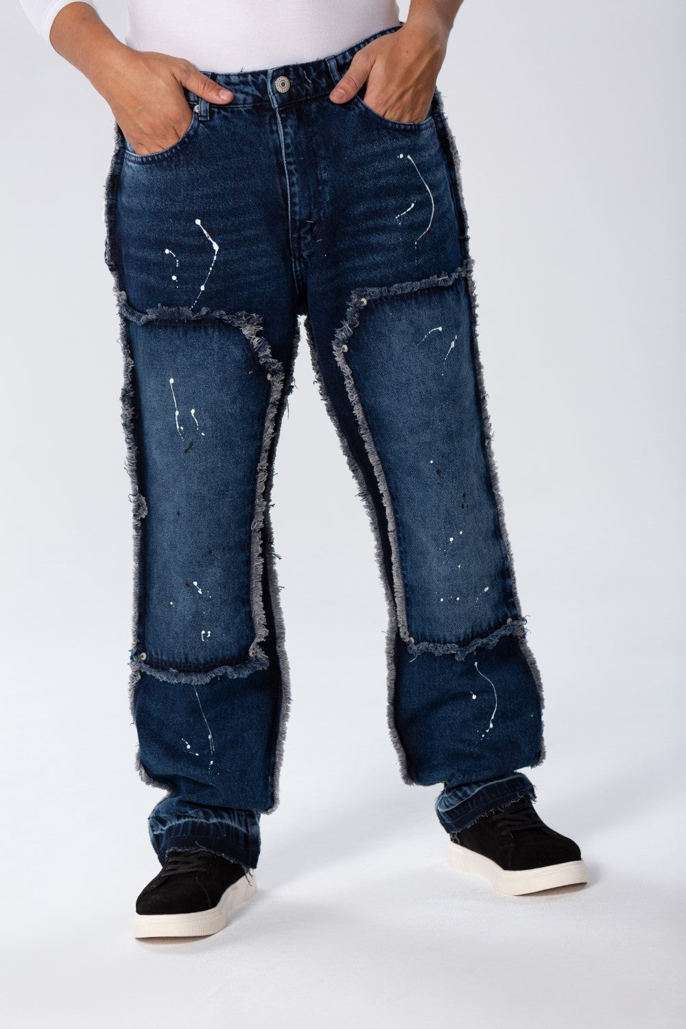 Men's Cargo Jeans Pants With A Modern Print And Cut