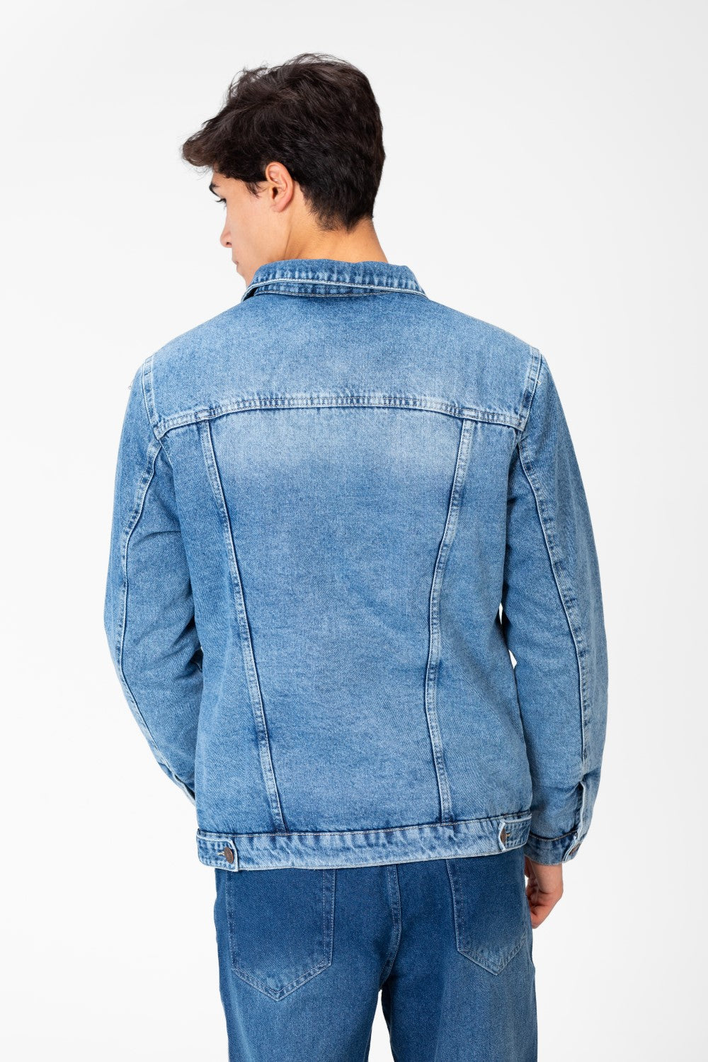 Men's Winter Fur Padded Denim Jacket With Basic Details