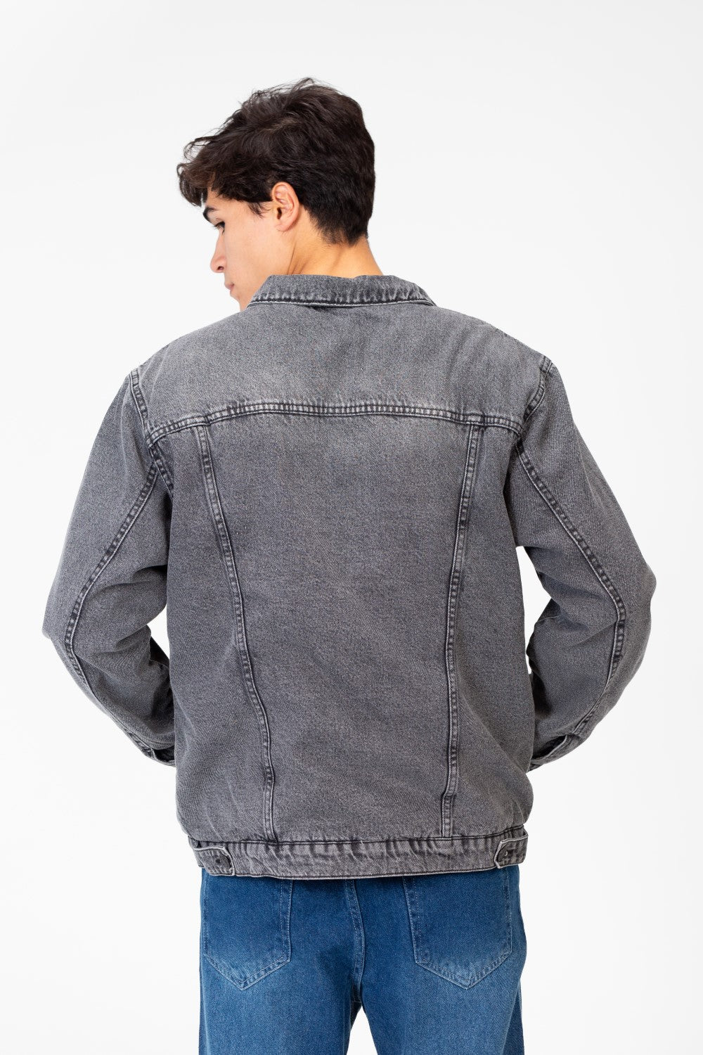 Men's Winter Fur Padded Denim Jacket With Basic Details