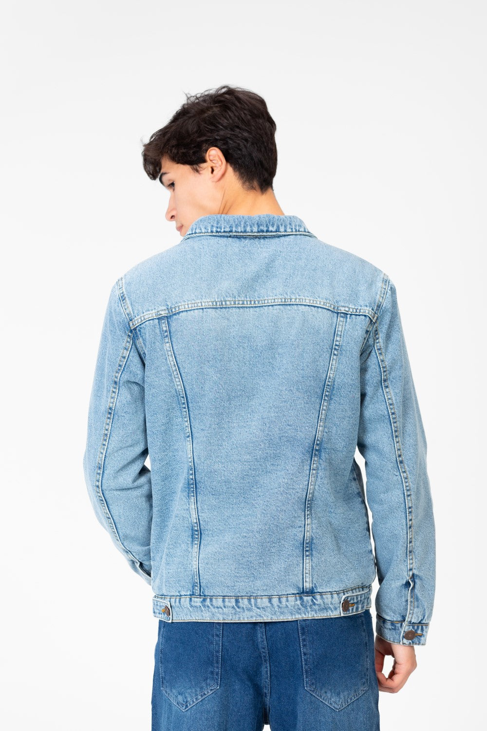 Men's Winter Fur Padded Denim Jacket With Basic Details