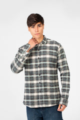 Men's Checked Shirt With Button Front And Long Sleeves
