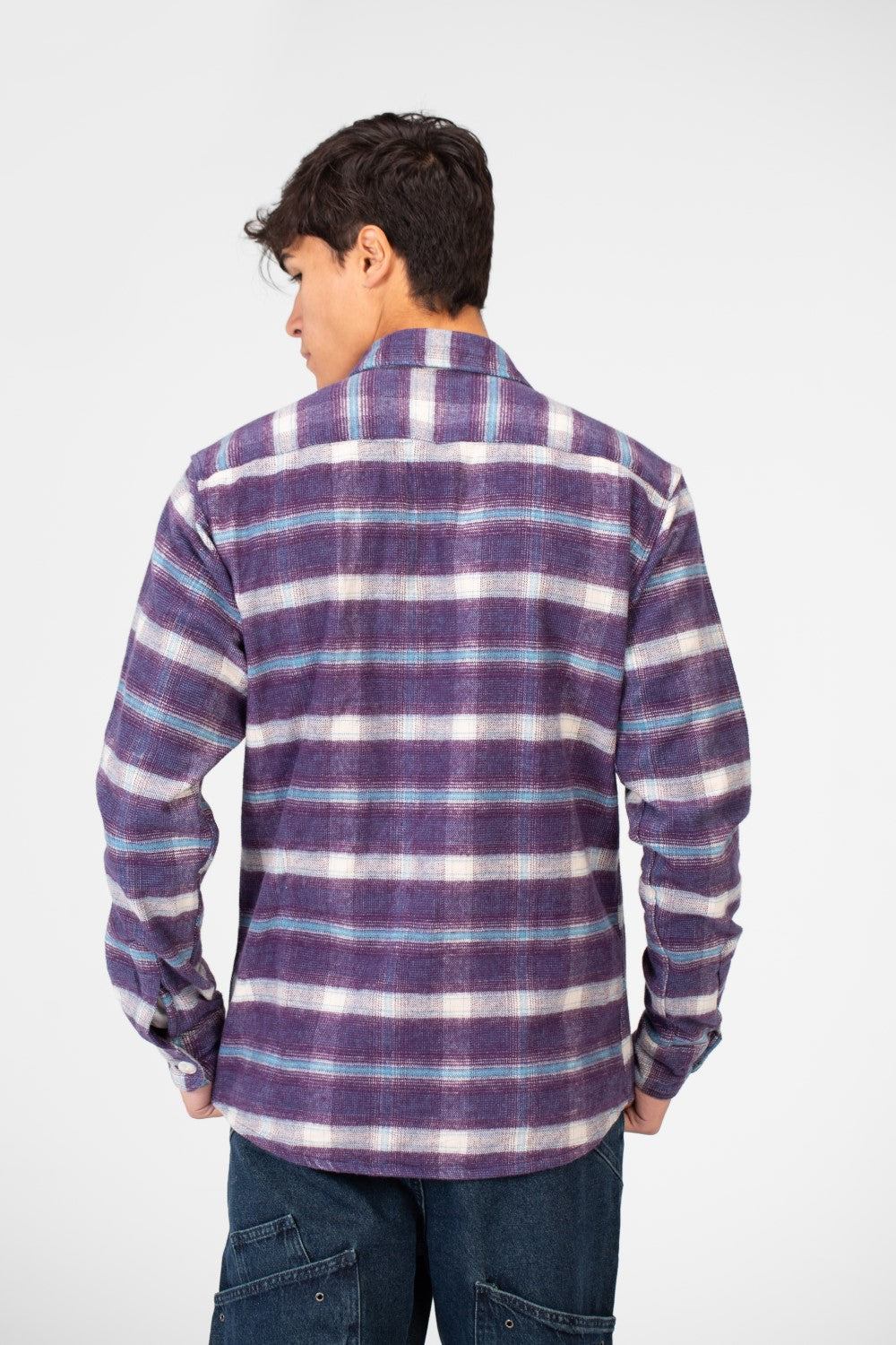 Men's Checked Shirt With Button Front And Long Sleeves