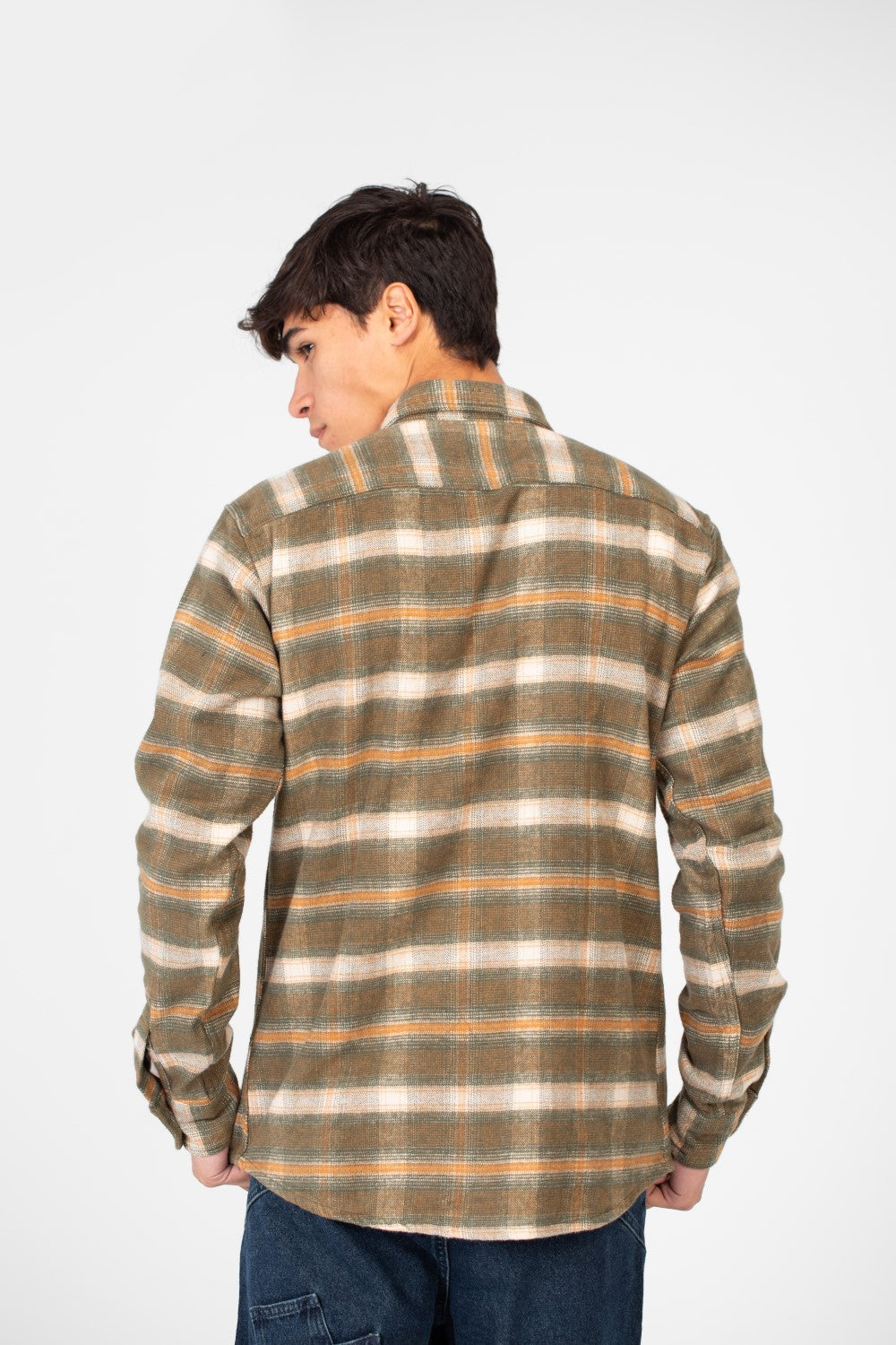 Men's Checked Shirt With Button Front And Long Sleeves