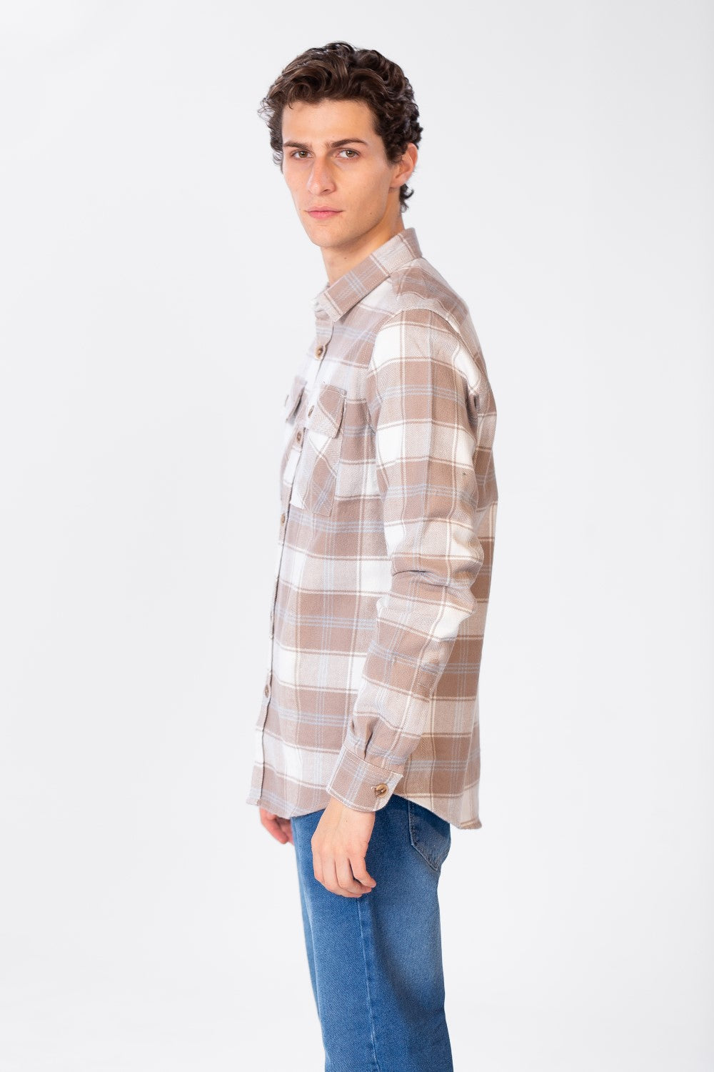 Men's Check Shirt With Long Sleeves And Pockets