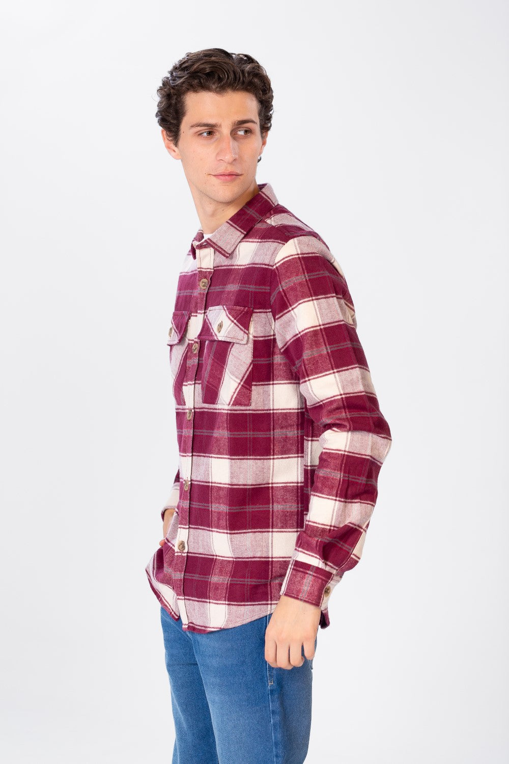 Men's Check Shirt With Long Sleeves And Pockets