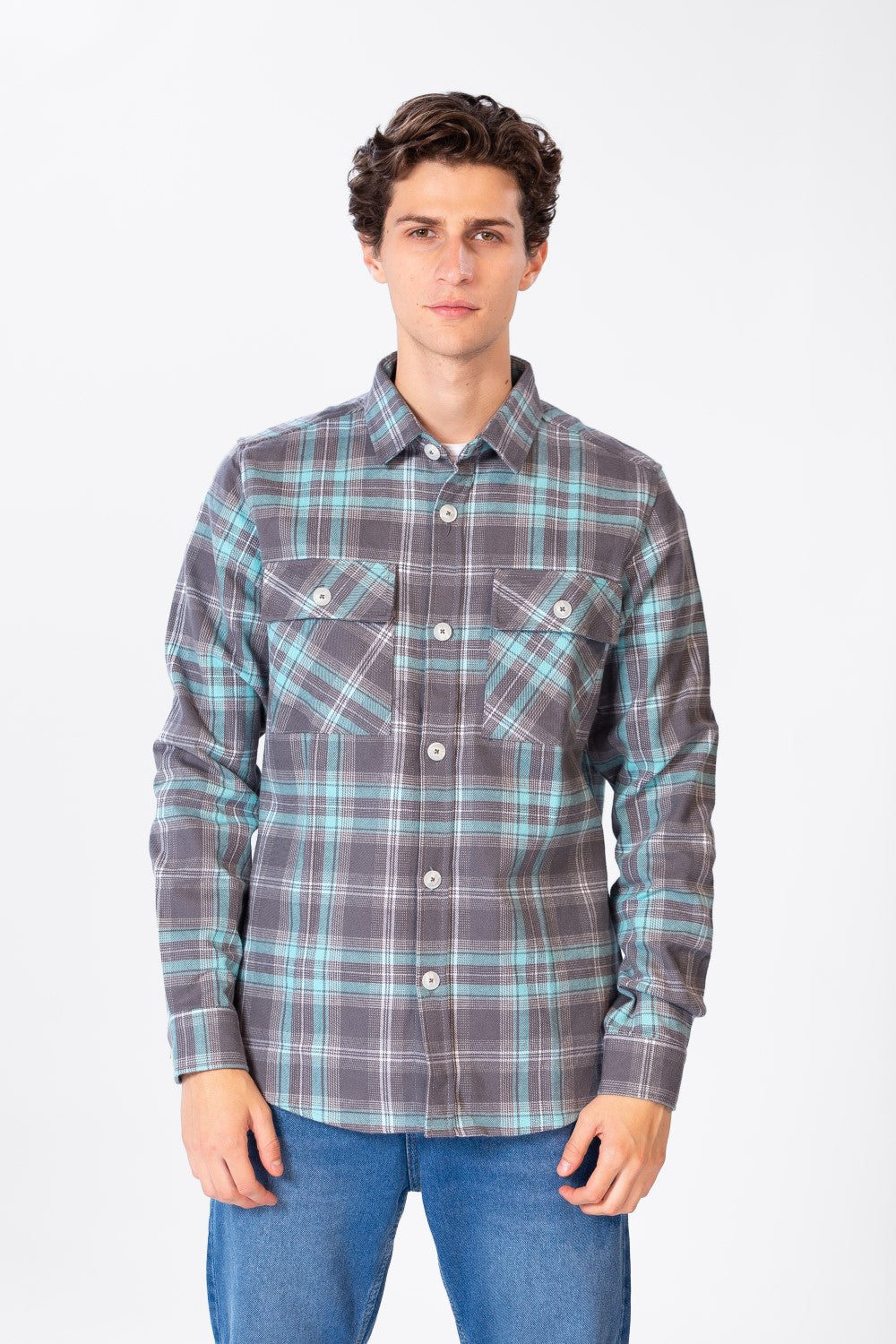 Men's Checked Shirt With Buttons And Pockets