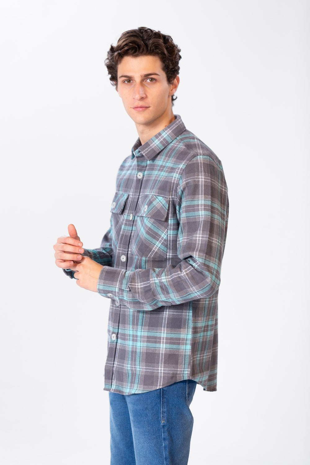 Men's Checked Shirt With Buttons And Pockets