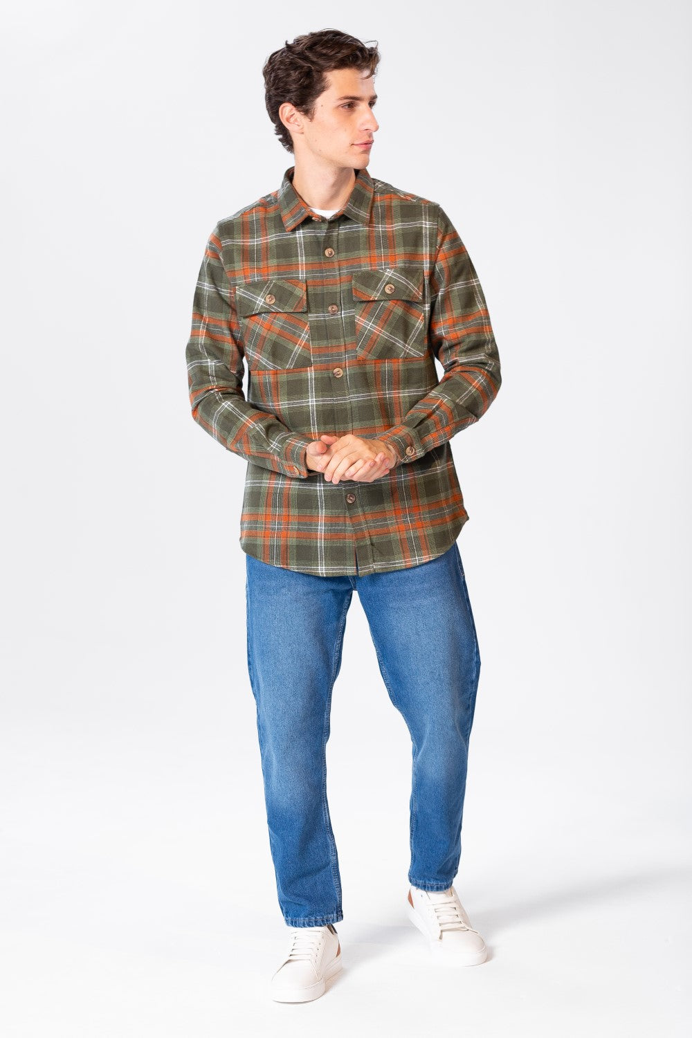 Men's Checked Shirt With Buttons And Pockets