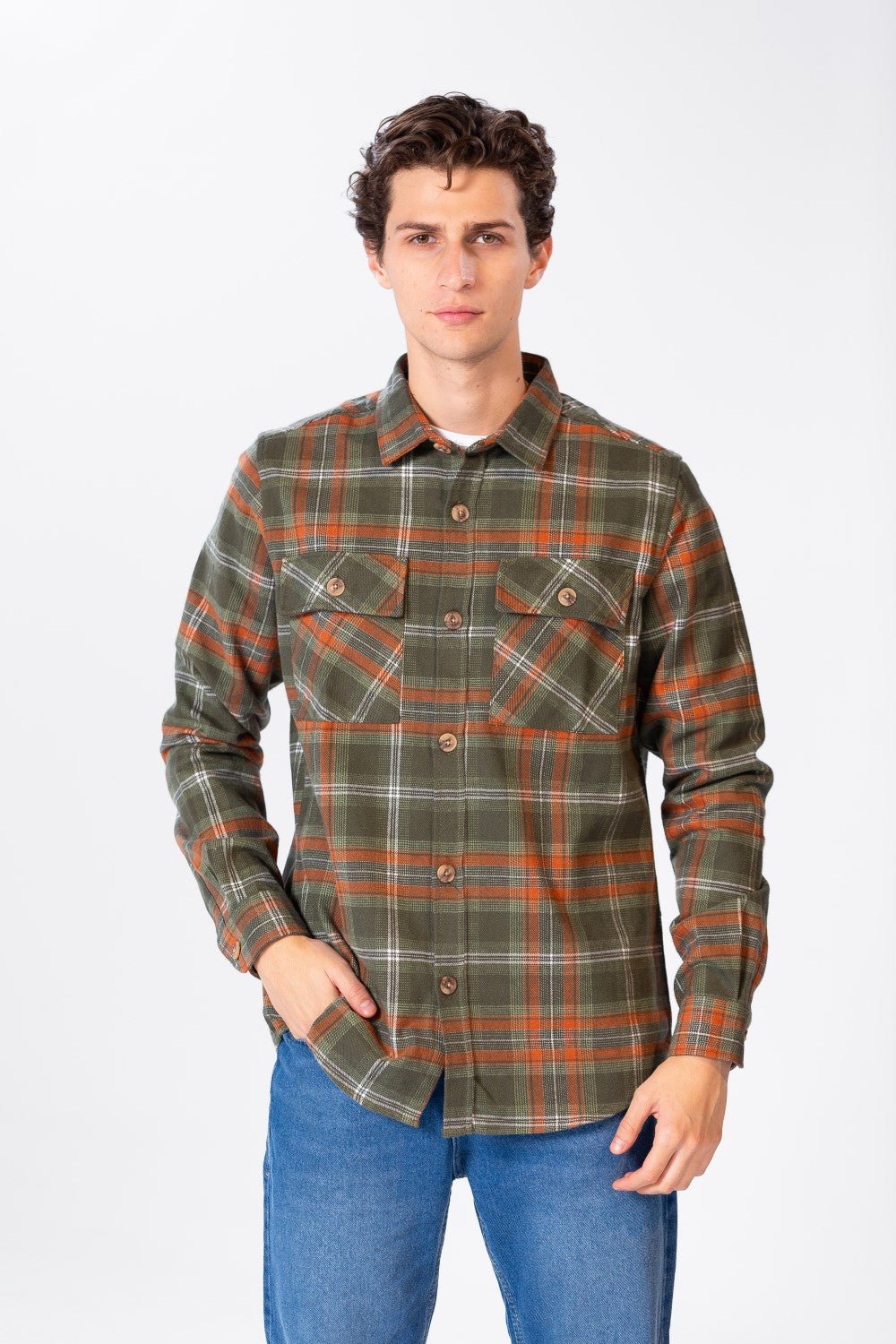 Men's Checked Shirt With Buttons And Pockets