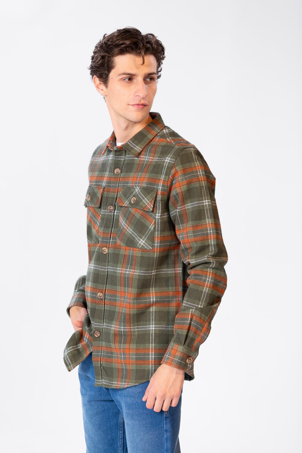 Men's Checked Shirt With Buttons And Pockets