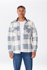 Men's White Checked Wool Shirt