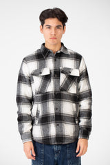Men's Winter Fur Padded Checked Shirt With Pockets And Long Sleeves