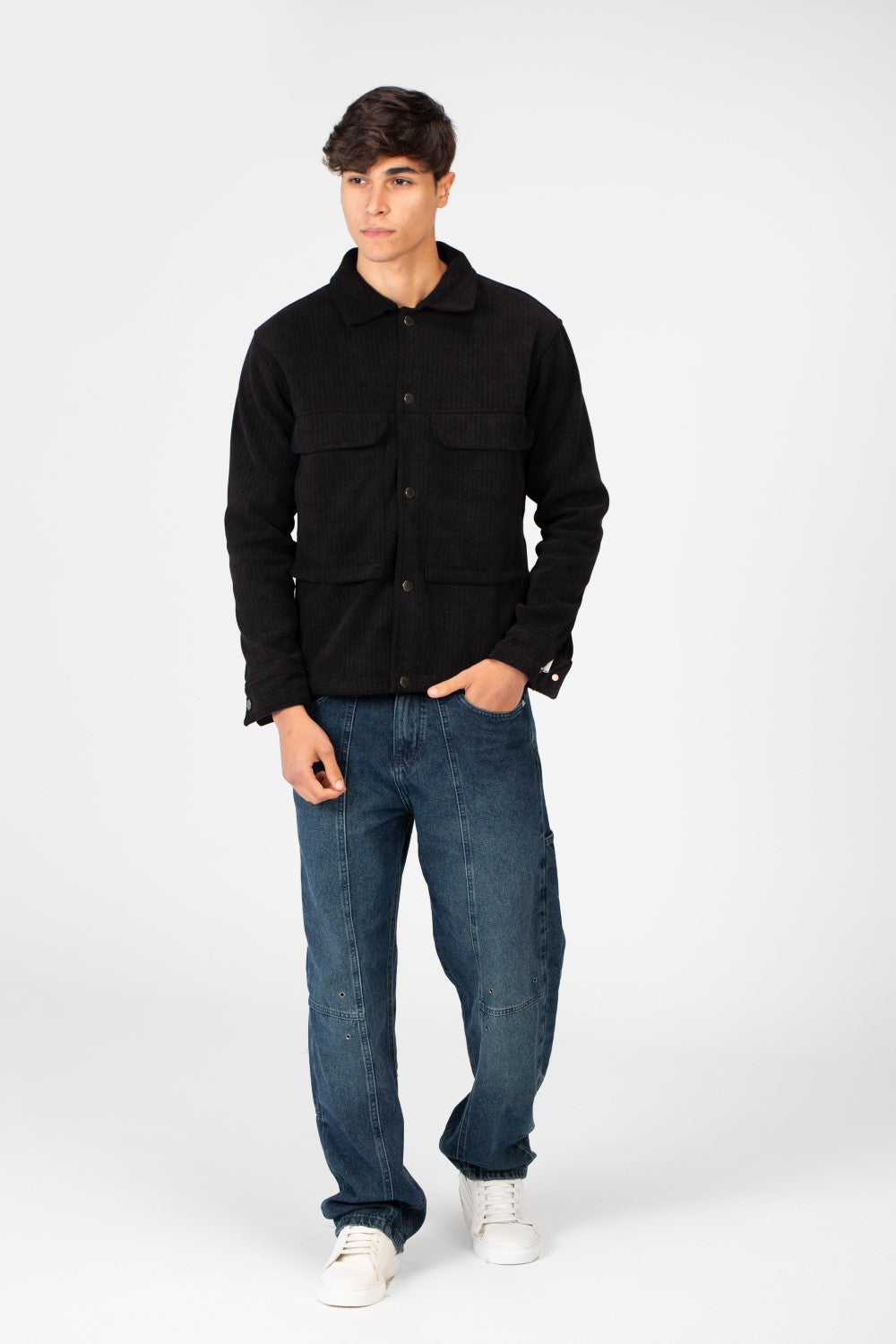 Men's Fur Padded Shirt With Front Pockets In High Quality Material