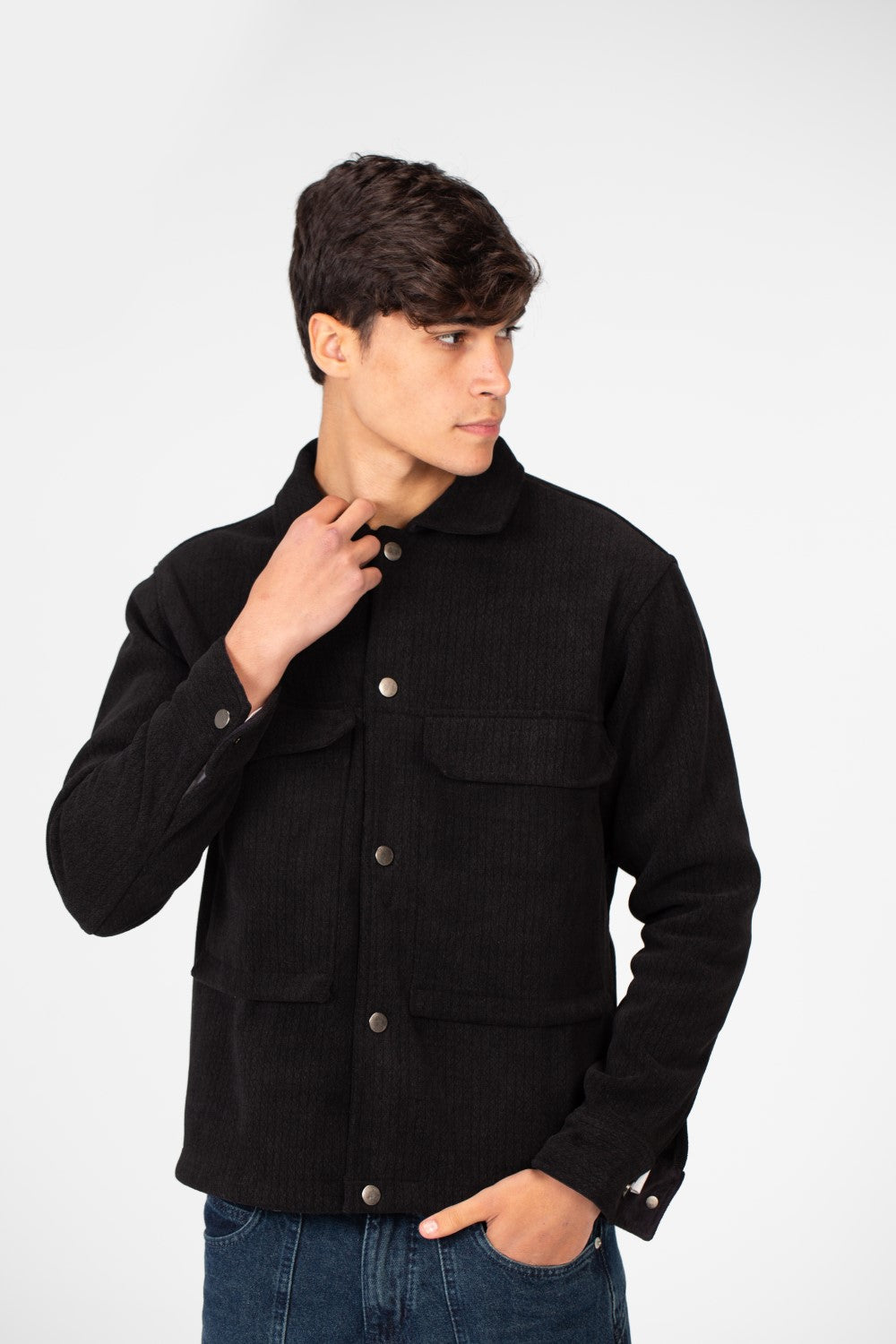 Men's Fur Padded Shirt With Front Pockets In High Quality Material