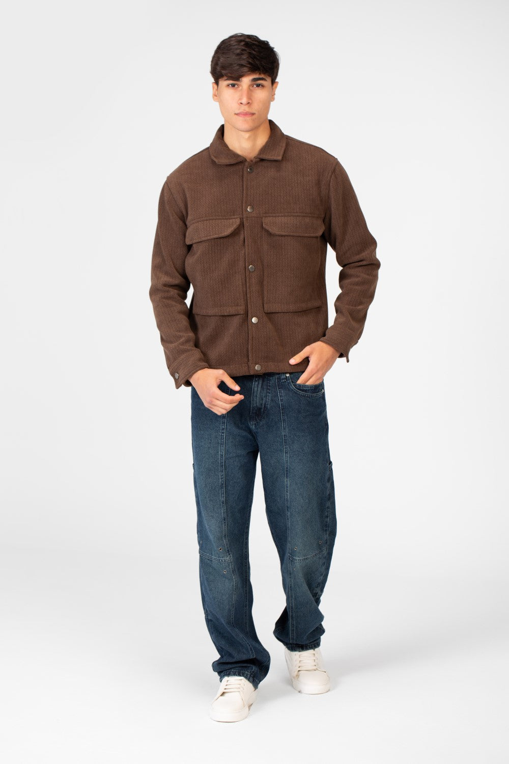 Men's Fur Padded Shirt With Front Pockets In High Quality Material