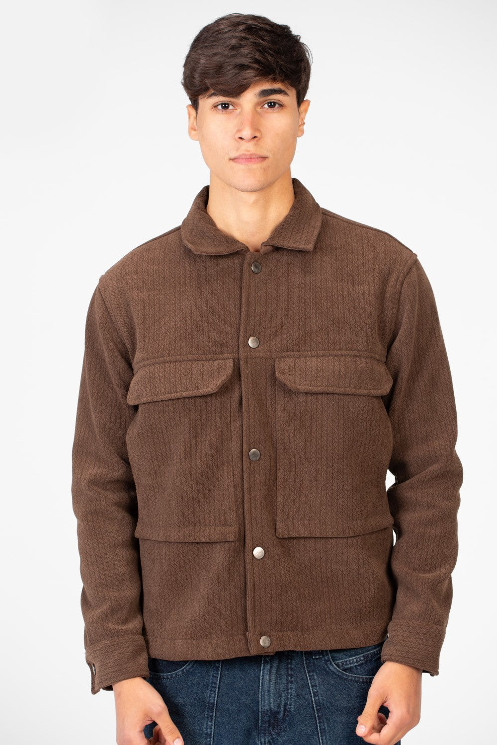 Men's Fur Padded Shirt With Front Pockets In High Quality Material