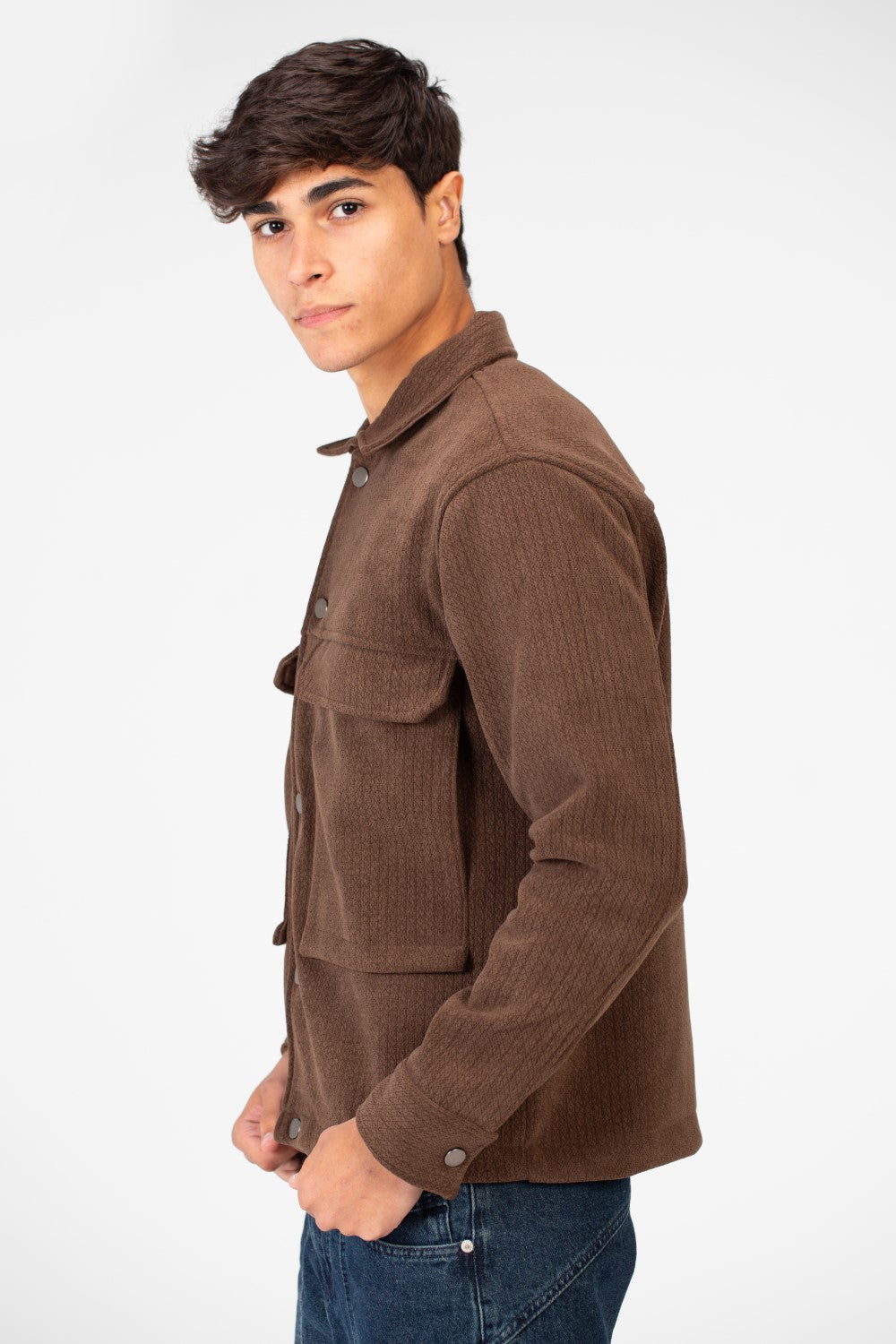 Men's Fur Padded Shirt With Front Pockets In High Quality Material