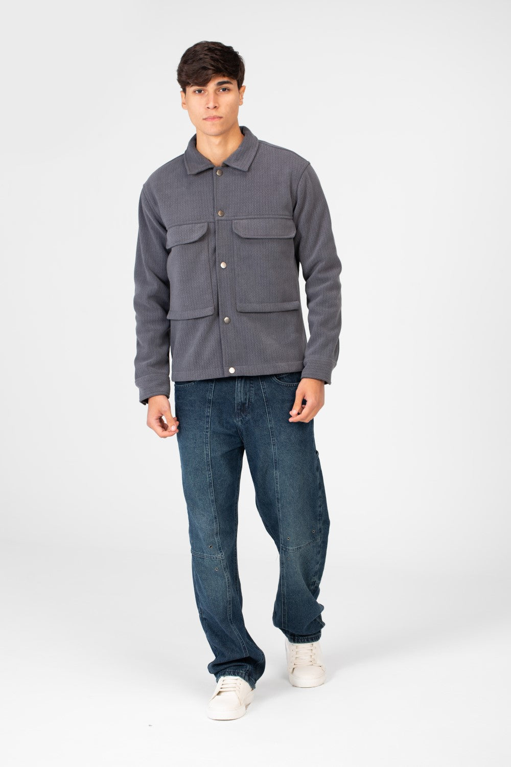 Men's Fur Padded Shirt With Front Pockets In High Quality Material