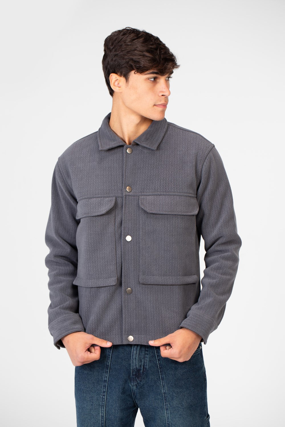 Men's Fur Padded Shirt With Front Pockets In High Quality Material