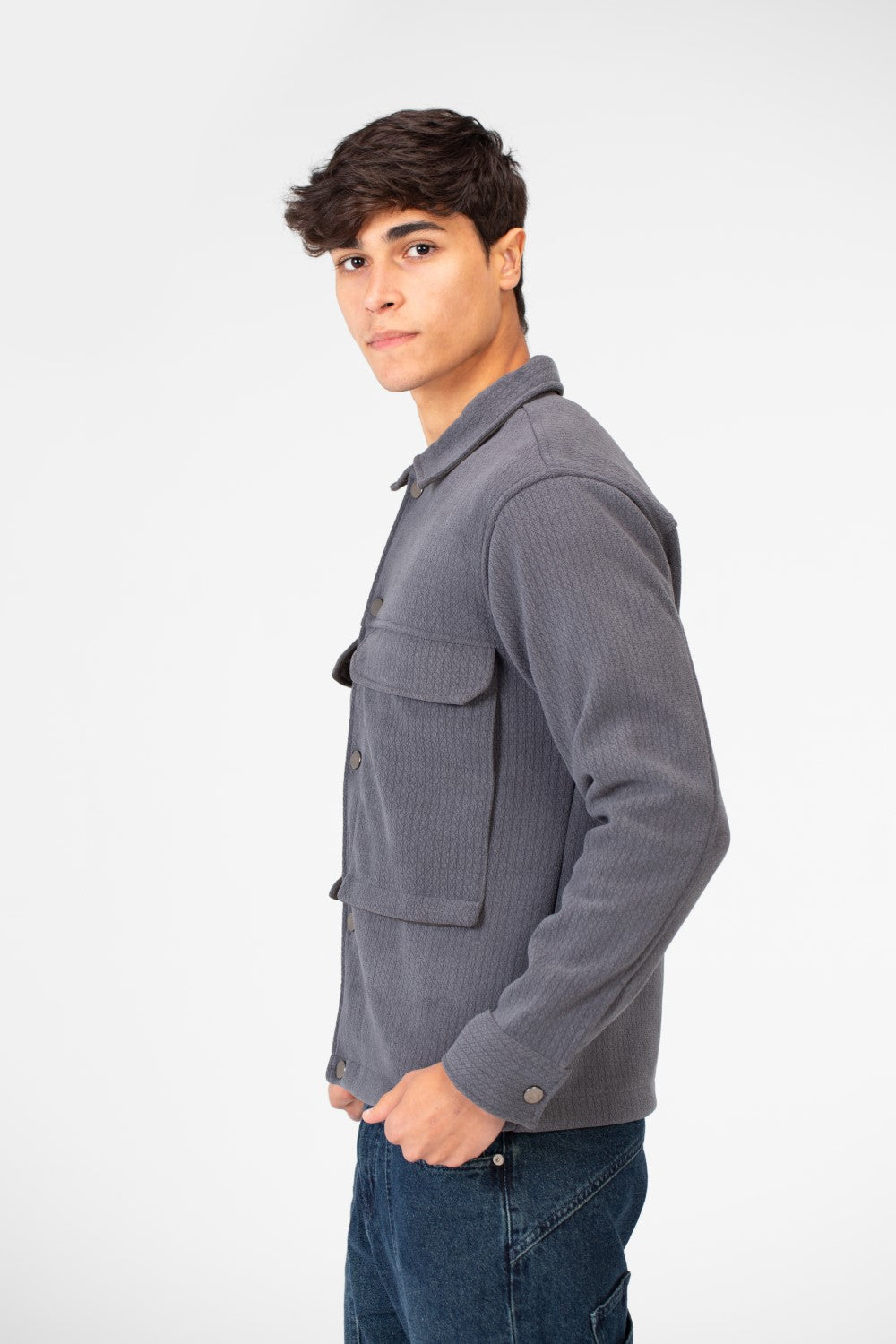 Men's Fur Padded Shirt With Front Pockets In High Quality Material