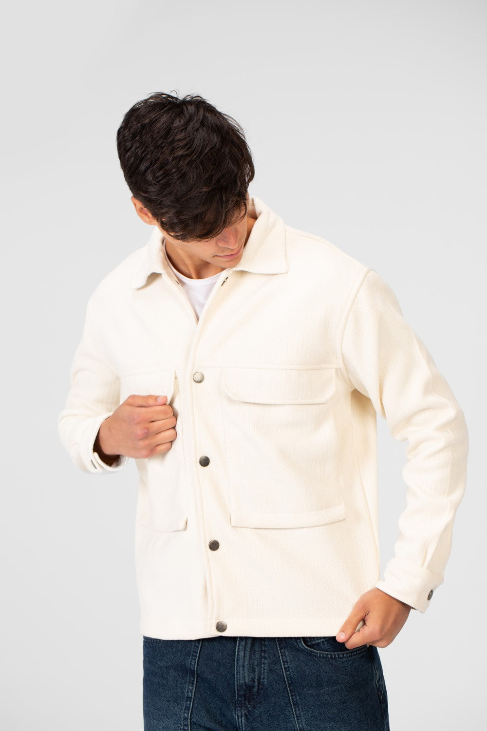 Men's Fur Padded Shirt With Front Pockets In High Quality Material