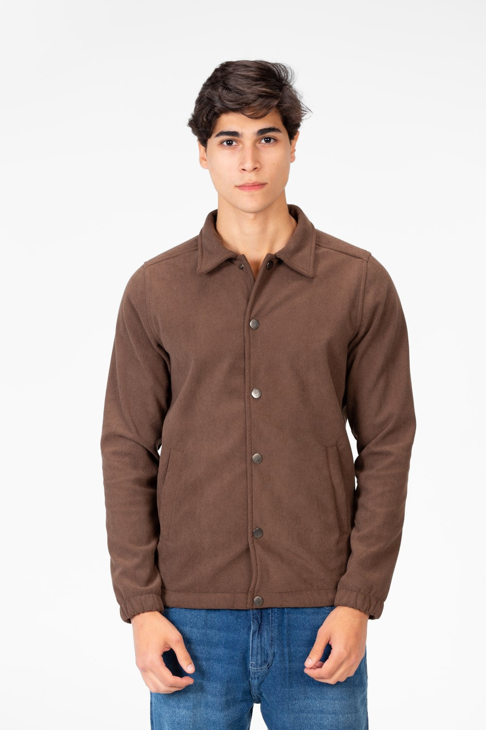 Men's Basic Fur Padded Shirt With Front Pockets And Long Sleeves