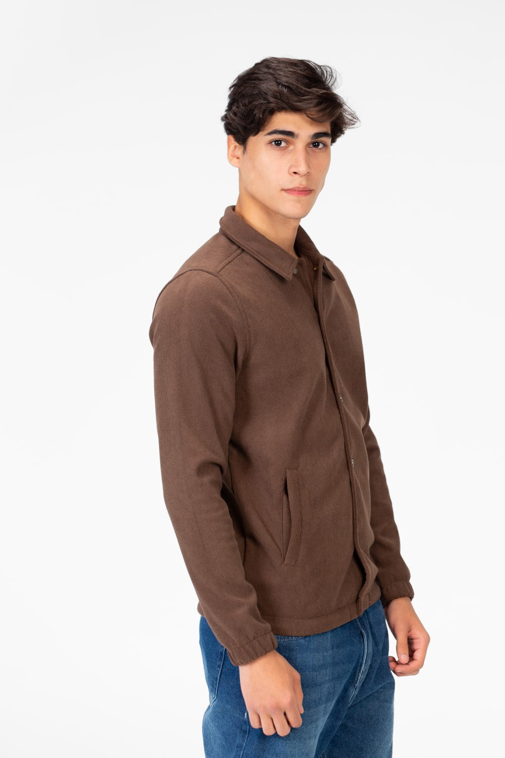 Men's Basic Fur Padded Shirt With Front Pockets And Long Sleeves