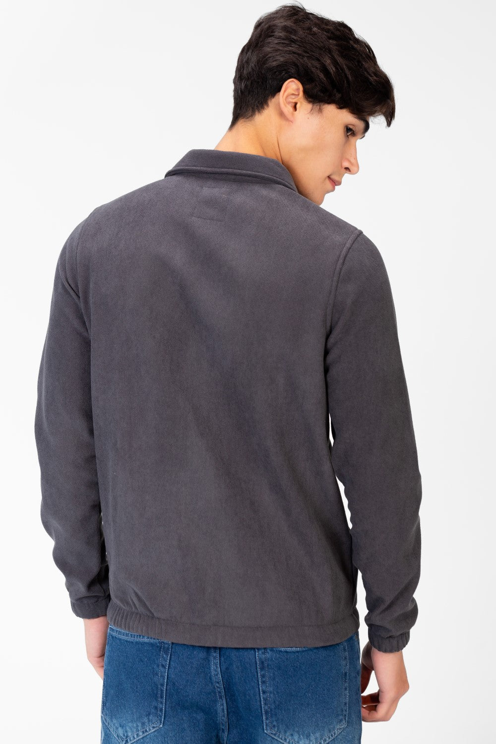 Men's Basic Fur Padded Shirt With Front Pockets And Long Sleeves