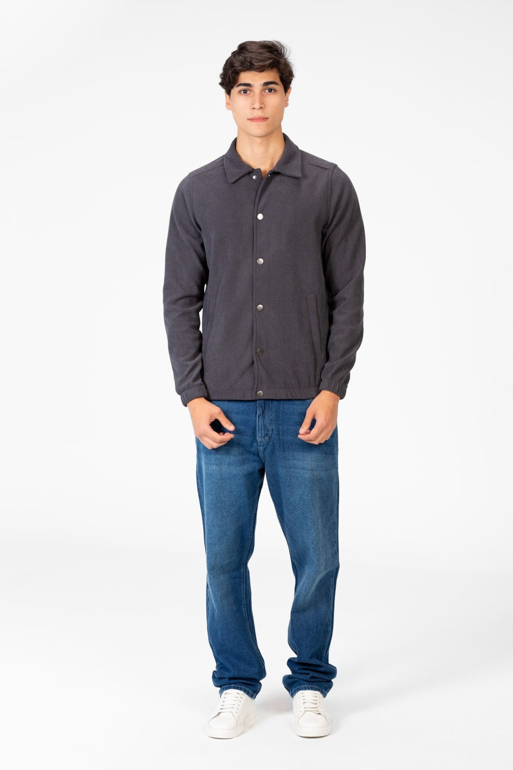 Men's Basic Fur Padded Shirt With Front Pockets And Long Sleeves