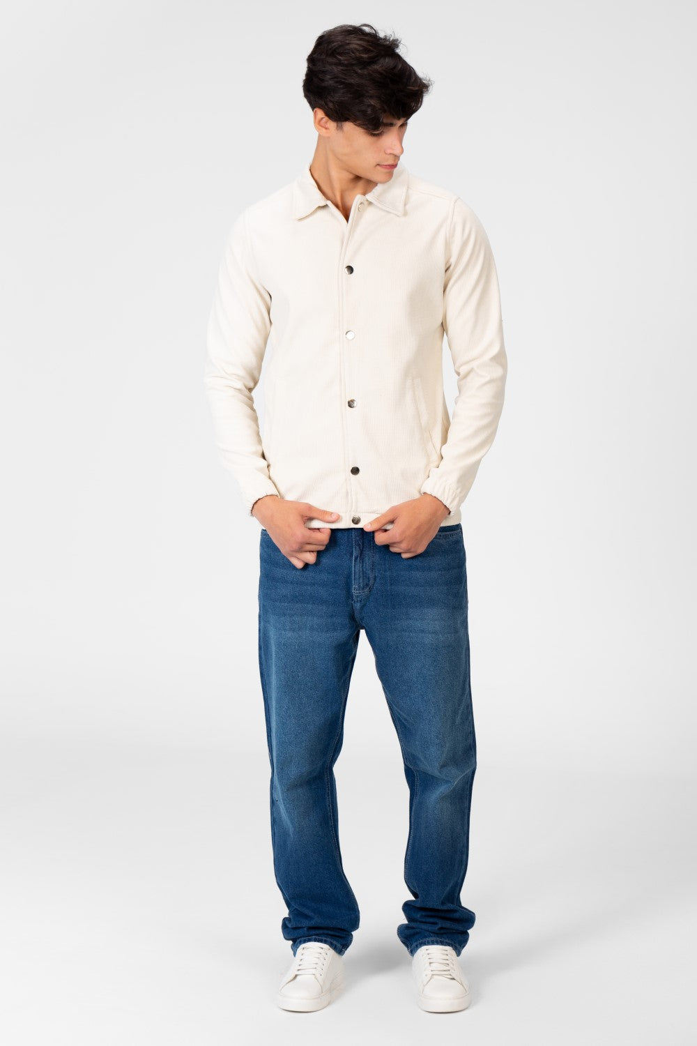 Men's Basic Fur Padded Shirt With Front Pockets And Long Sleeves