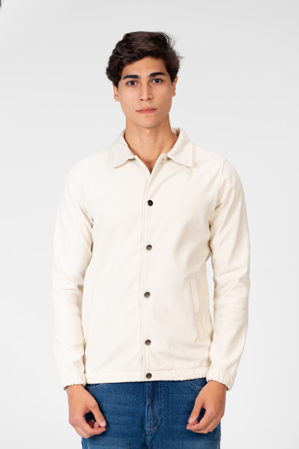 Men's Basic Fur Padded Shirt With Front Pockets And Long Sleeves