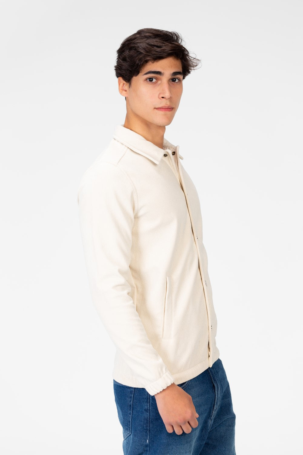 Men's Basic Fur Padded Shirt With Front Pockets And Long Sleeves