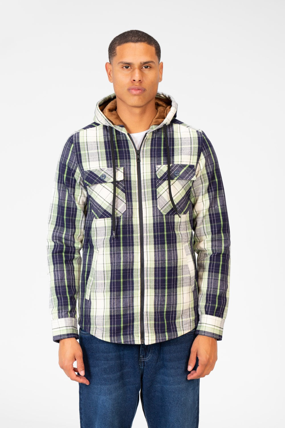 Men's Fur Padded Shirt With Full Zip And Pockets