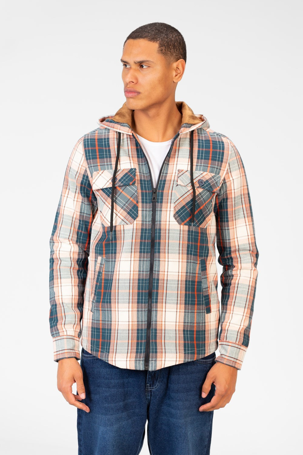 Men's Fur Padded Shirt With Full Zip And Pockets