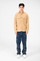 Men's Basic Winter Fur Padded Shirt With Front Pockets