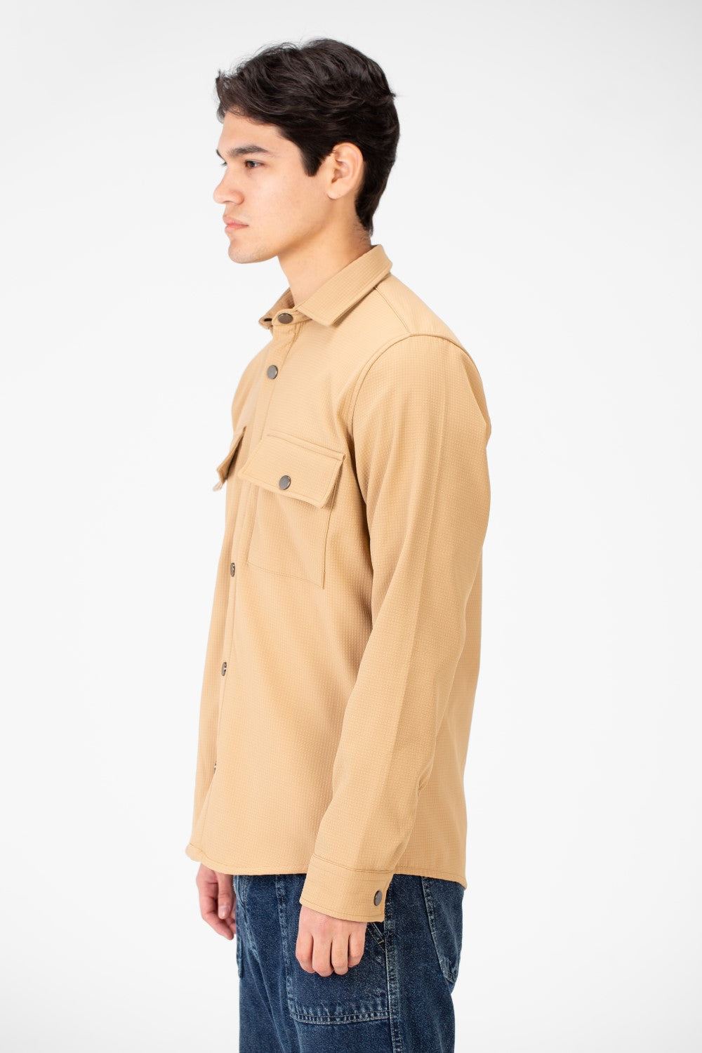 Men's Basic Winter Fur Padded Shirt With Front Pockets