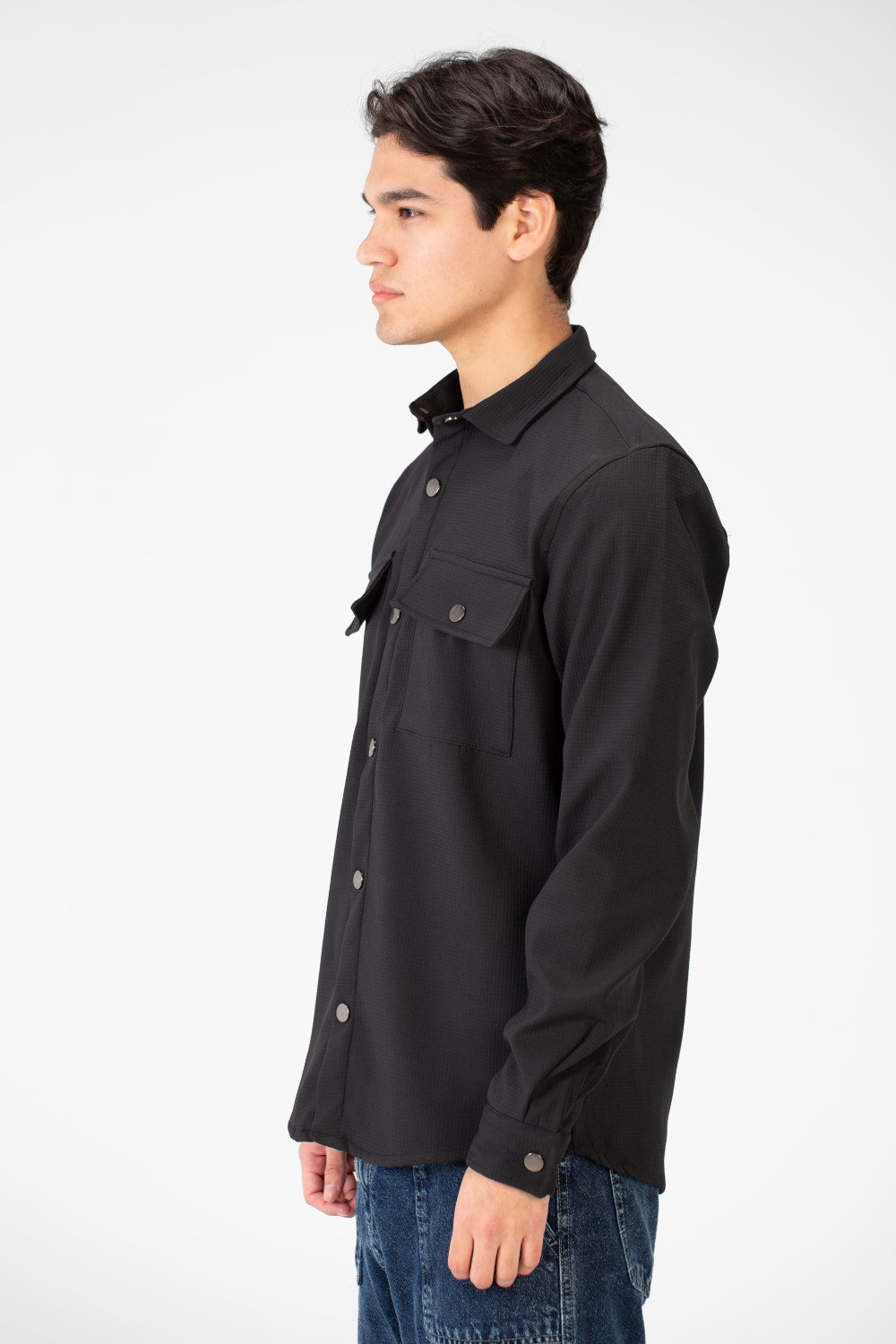 Men's Basic Winter Fur Padded Shirt With Front Pockets