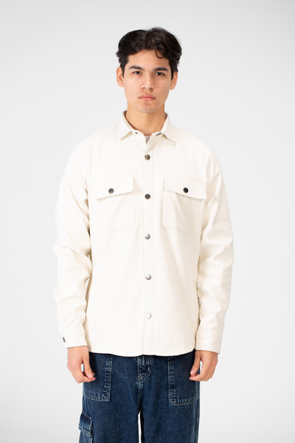 Men's Basic Winter Fur Padded Shirt With Front Pockets