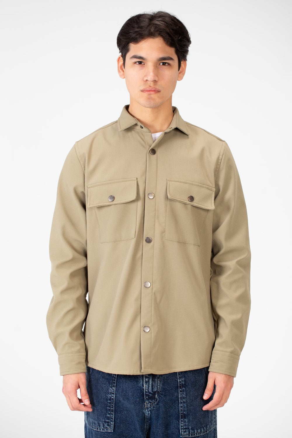 Men's Basic Winter Fur Padded Shirt With Front Pockets