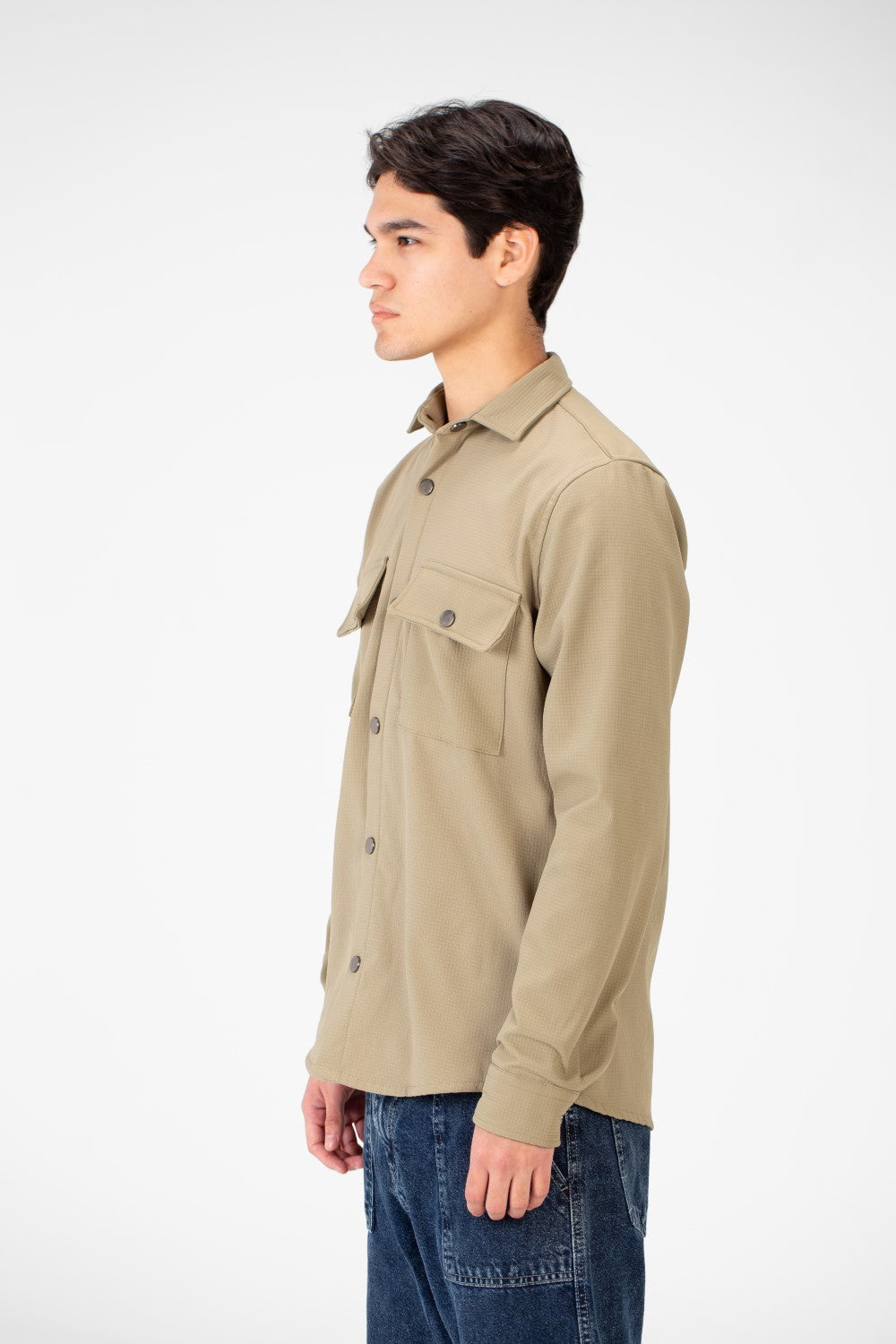 Men's Basic Winter Fur Padded Shirt With Front Pockets