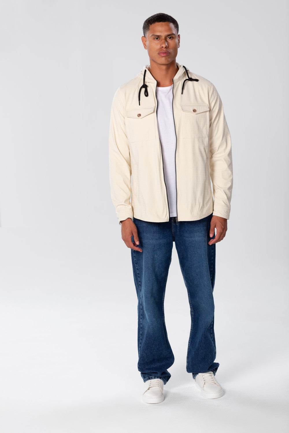 Men's Fur Padded Shirt With Zippers And Front Pockets