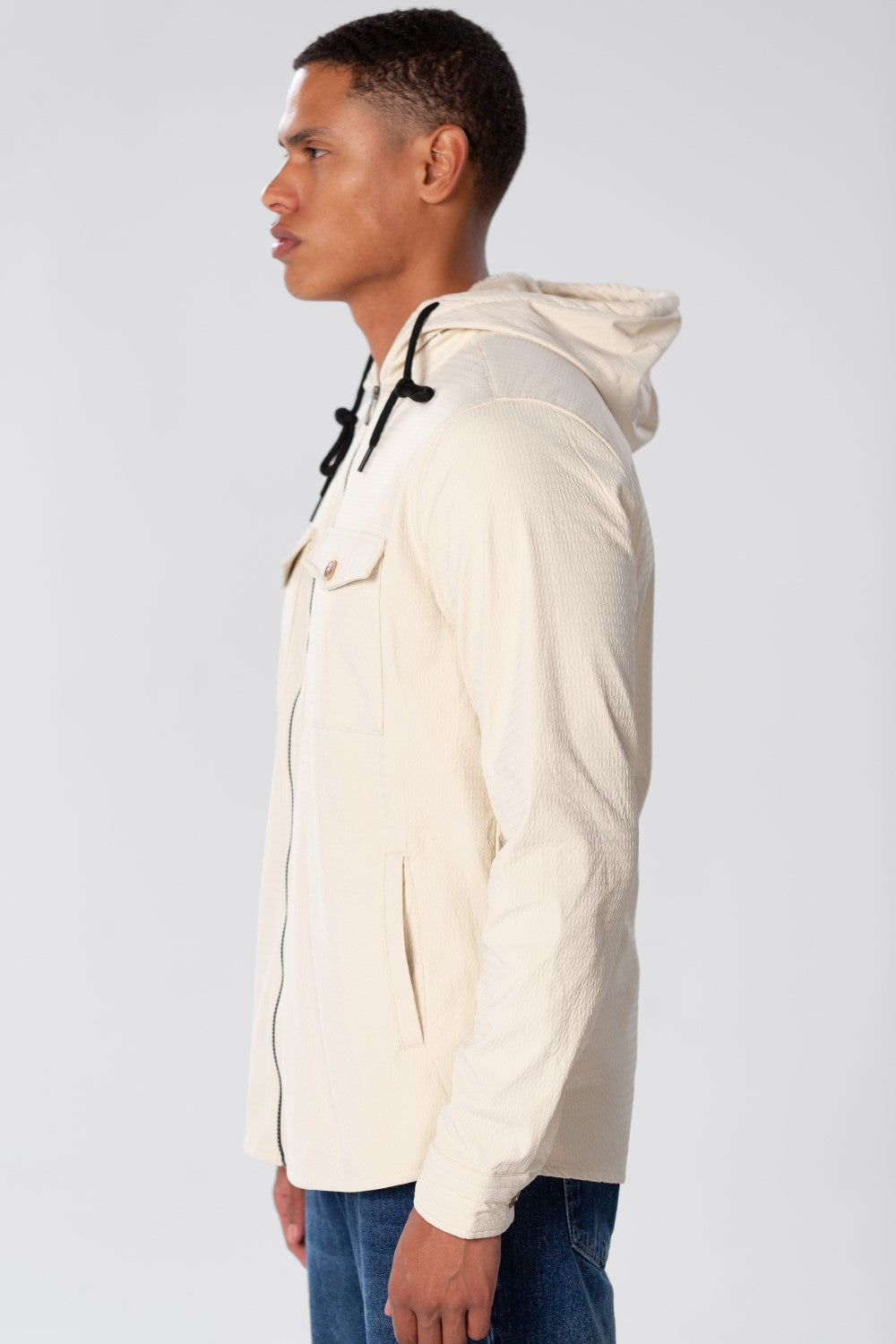 Men's Fur Padded Shirt With Zippers And Front Pockets