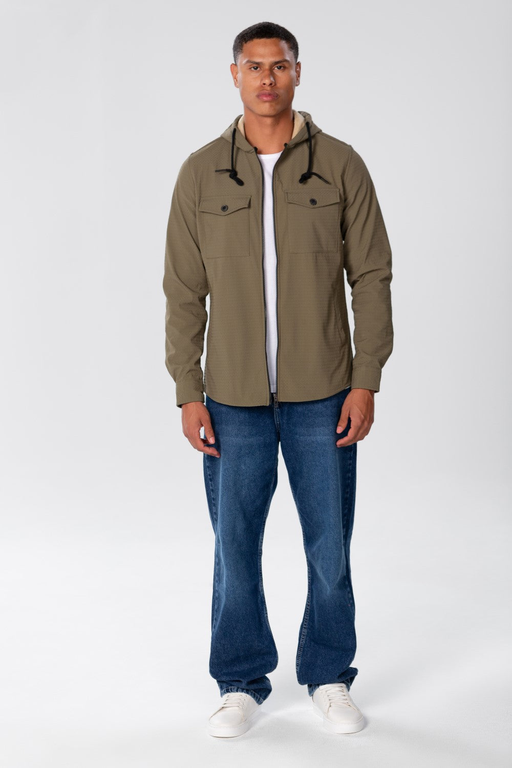 Men's Fur Padded Shirt With Zippers And Front Pockets