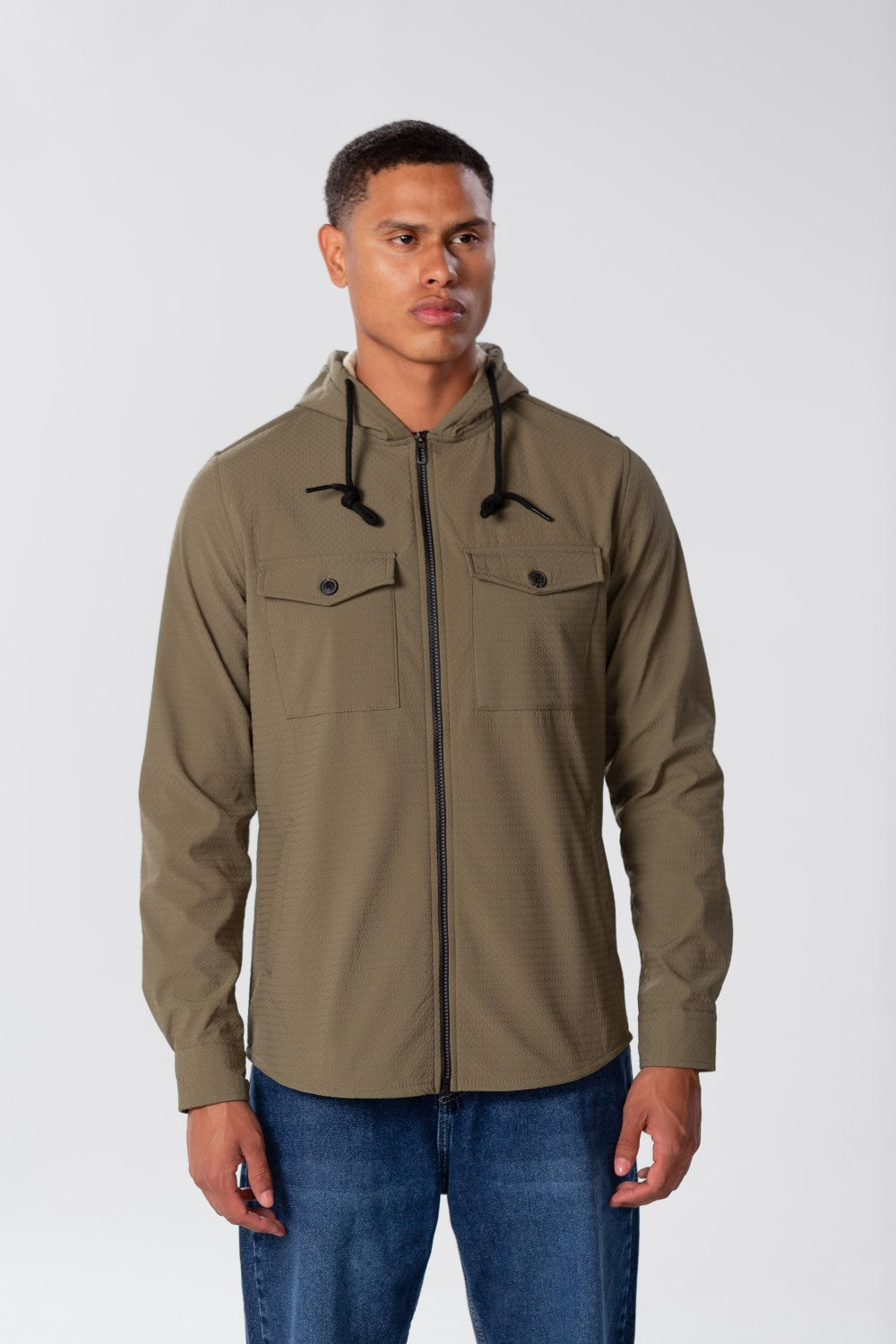 Men's Fur Padded Shirt With Zippers And Front Pockets