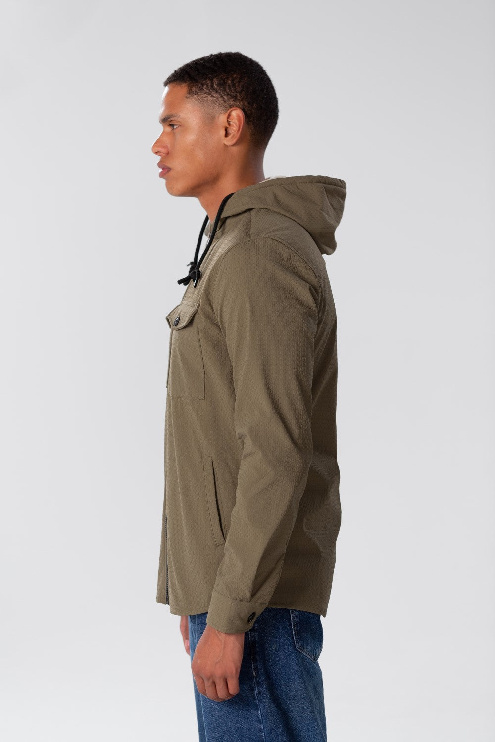Men's Fur Padded Shirt With Zippers And Front Pockets
