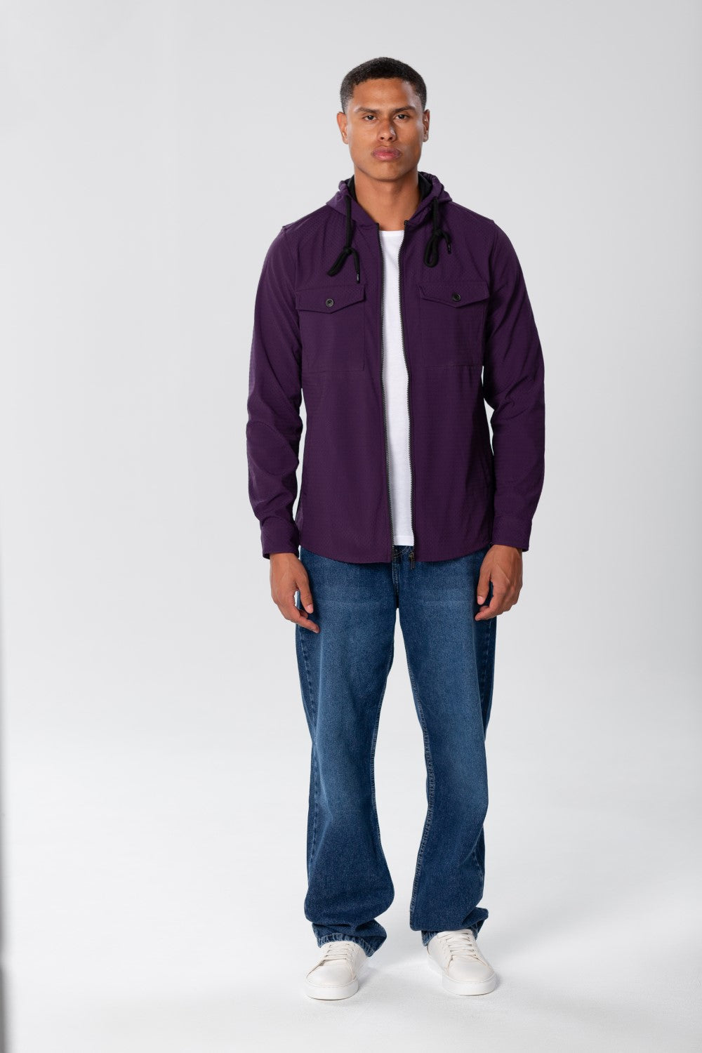 Men's Fur Padded Shirt With Zippers And Front Pockets