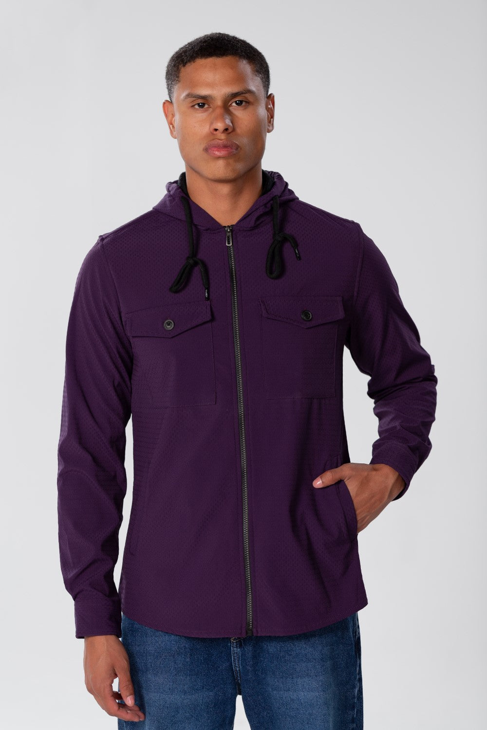 Men's Fur Padded Shirt With Zippers And Front Pockets